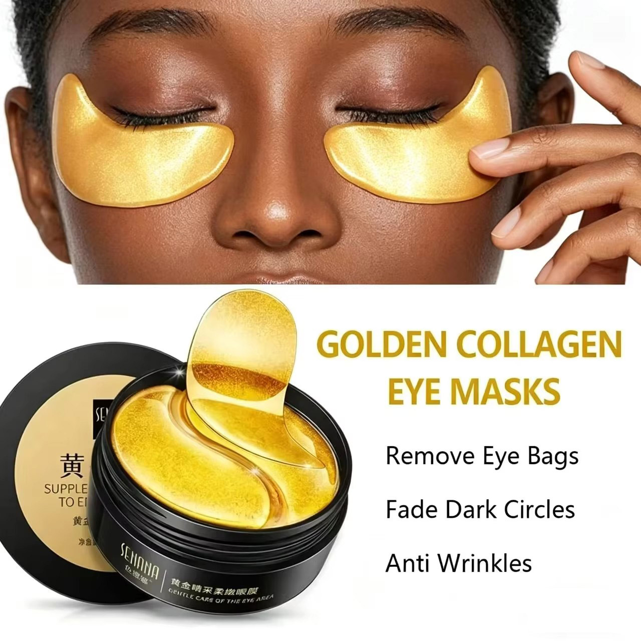 Eye Pad Collagen - Máscara Hidratante Dourada para Olhos -