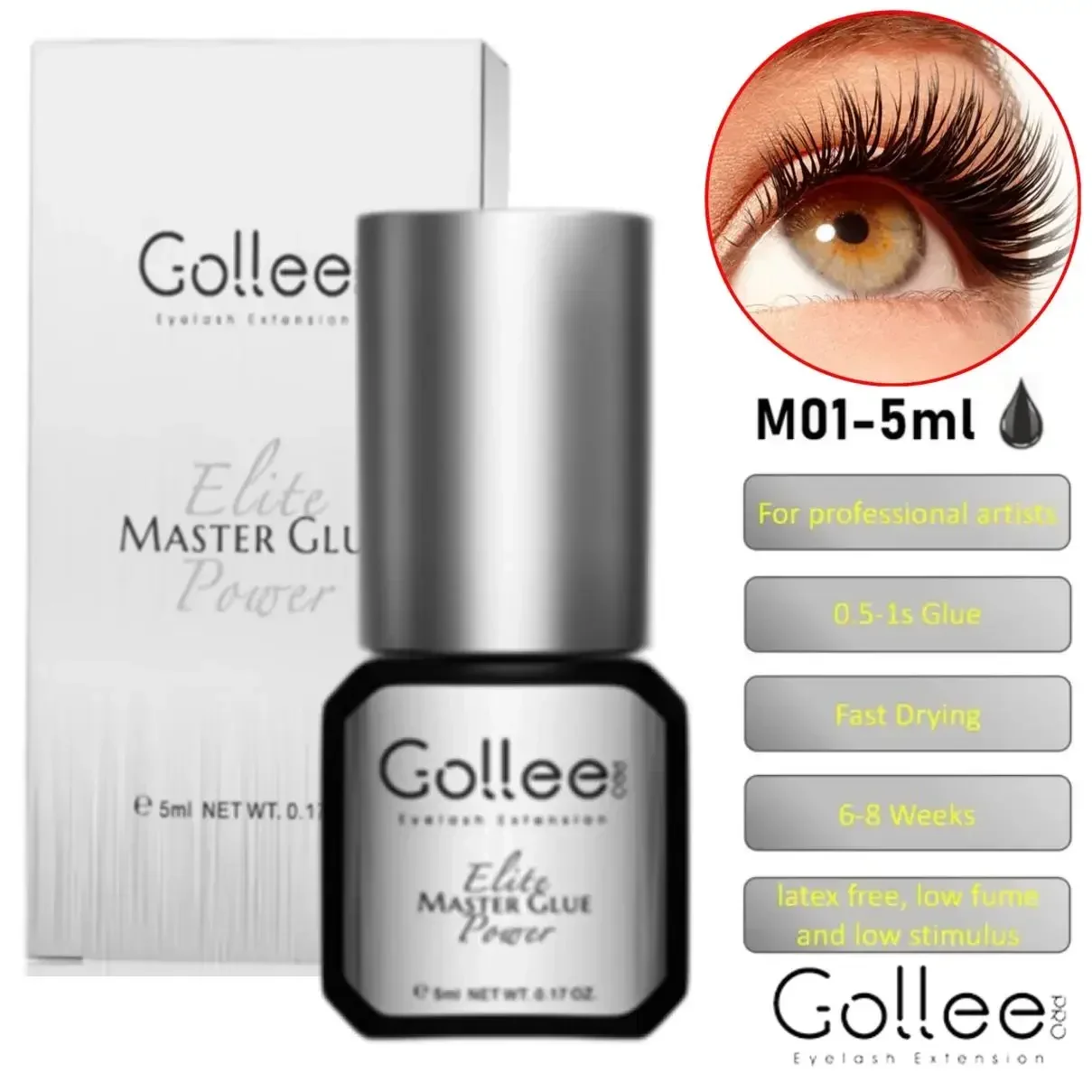 Eyelash Extension Gel Remover - Gollee-cola preta extra forte para extensão